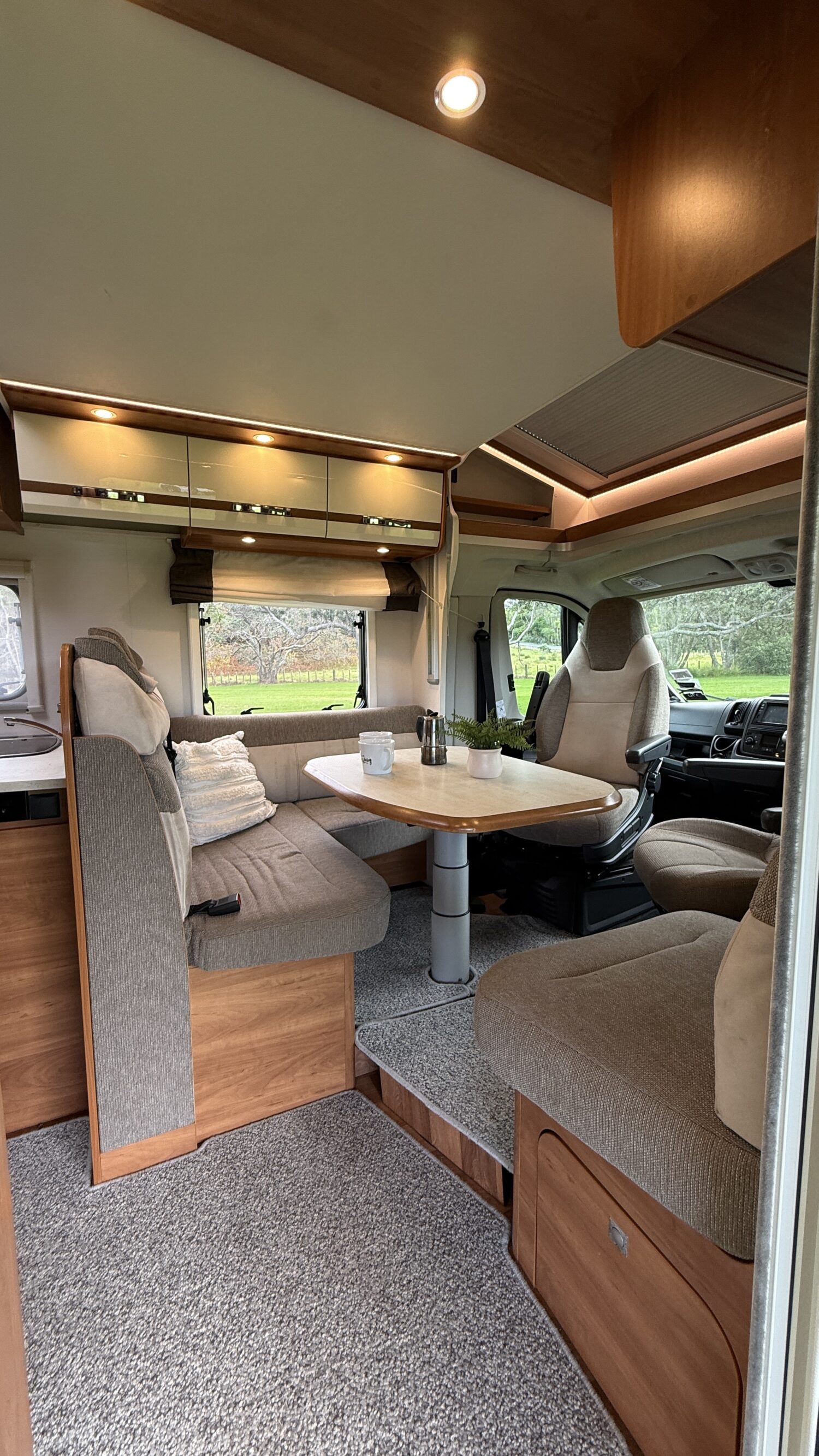 Sammy 4 berth campervan rental in New Zealand with bike rack, awning and twin bed