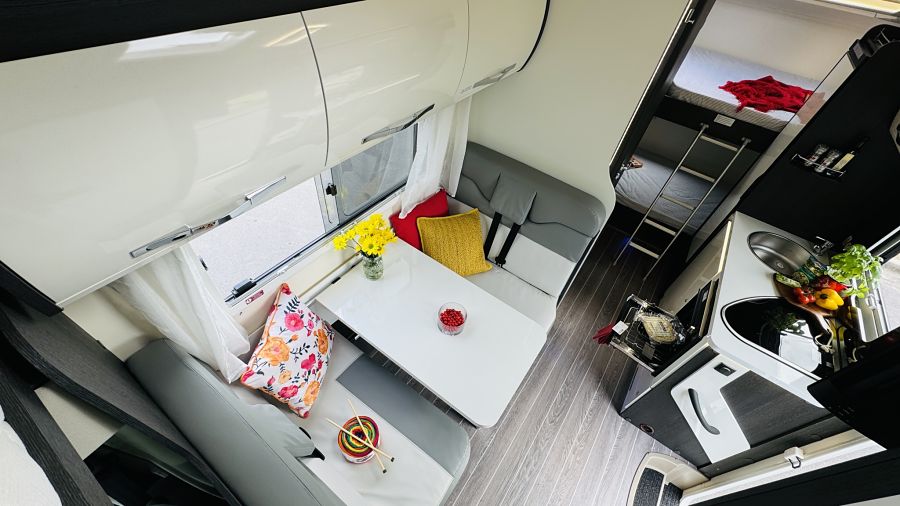 Sally - 6 berth campervan rental in New Zealand with bike rack, awning and bunk beds